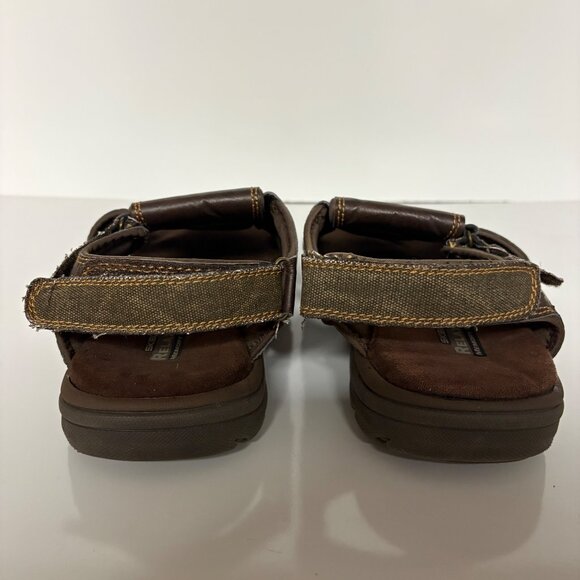 Skechers Relaxed Fit Mens Sandals Size 12 Brown Memory Foam Adjustable Straps - Picture 5 of 8